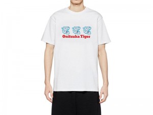 Men's Onitsuka Tiger Graphic T Shirts White | 2769-SUVEF