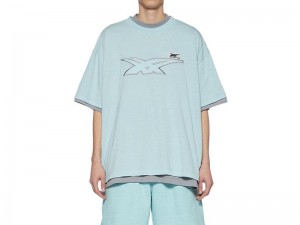 Men's Onitsuka Tiger Ss Top T Shirts Blue | 7309-XCAHQ