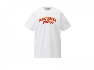 Women's Onitsuka Tiger Graphic T Shirts White | 5264-GVUOB