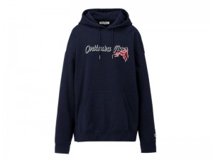 Women's Onitsuka Tiger Top Hoodie Navy | 7684-FVZRU