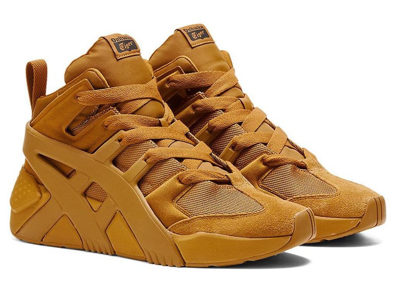 Men's Onitsuka Tiger Big Logo Trainer Puffed Boots Brown | 3697-HQLBZ