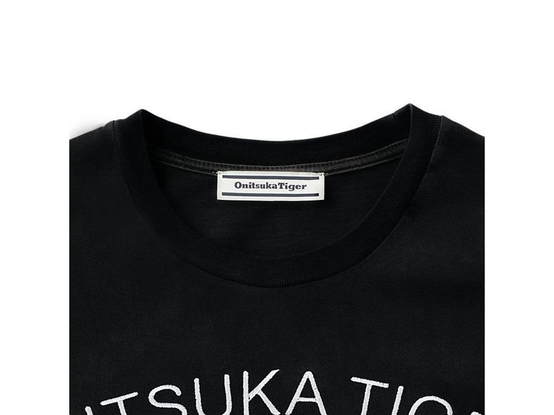 Men's Onitsuka Tiger Graphic T Shirts Black | 8135-WSCBL