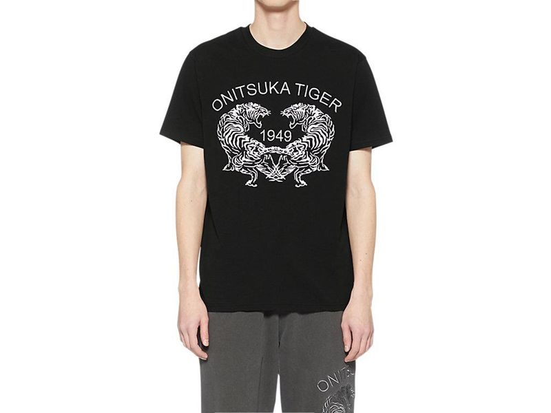 Men\'s Onitsuka Tiger Graphic T Shirts Black | 8135-WSCBL