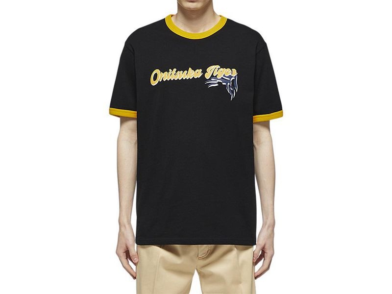 Men's Onitsuka Tiger Graphic T Shirts Black | 7564-GIBJD