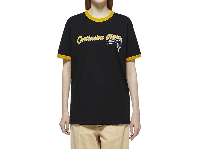 Men's Onitsuka Tiger Graphic T Shirts Black | 7564-GIBJD