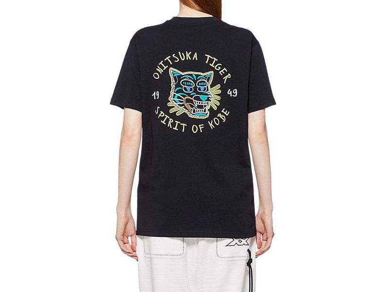 Men's Onitsuka Tiger Graphic T Shirts Black | 1095-XWCPB