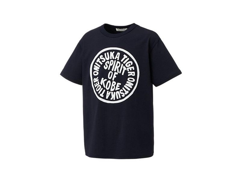 Men's Onitsuka Tiger Graphic T Shirts Navy | 2094-JMUYS