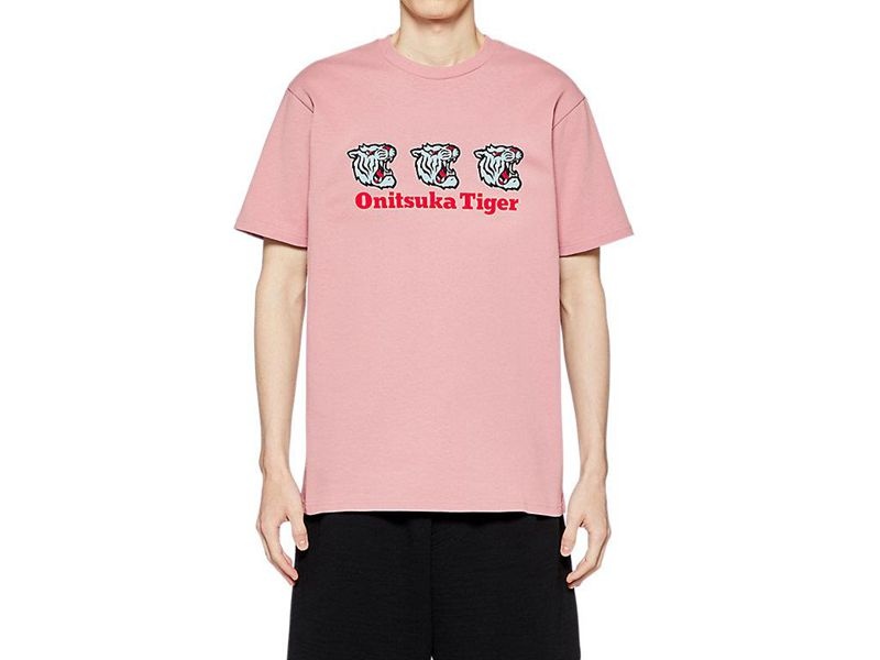 Men\'s Onitsuka Tiger Graphic T Shirts Pink | 0478-GCIQM