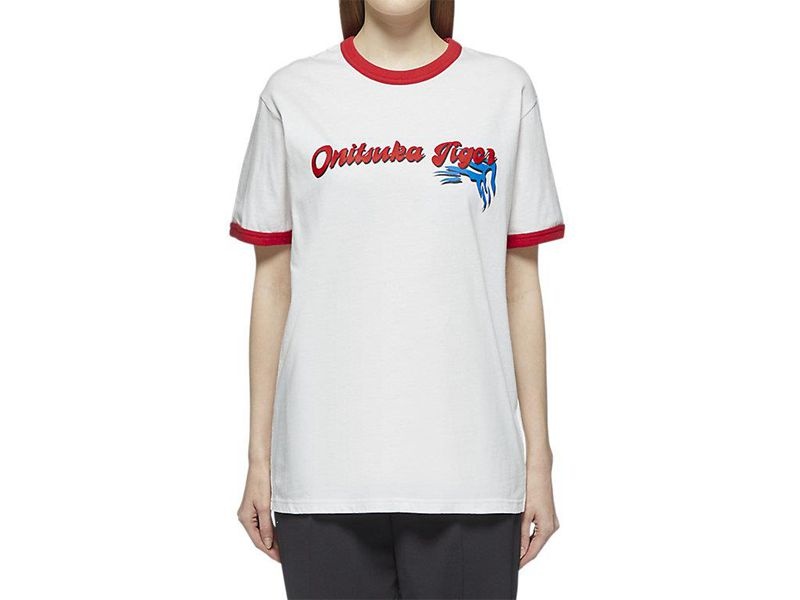 Men's Onitsuka Tiger Graphic T Shirts White | 0837-WCDBP