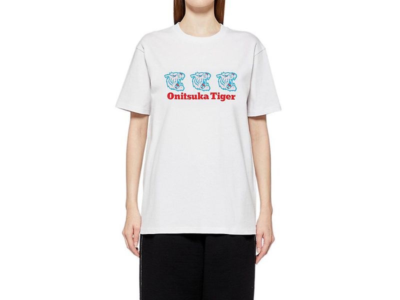 Men's Onitsuka Tiger Graphic T Shirts White | 2769-SUVEF