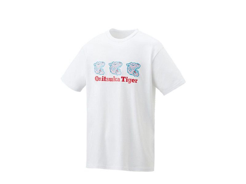 Men's Onitsuka Tiger Graphic T Shirts White | 2769-SUVEF