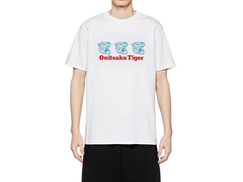 Men\'s Onitsuka Tiger Graphic T Shirts White | 2769-SUVEF