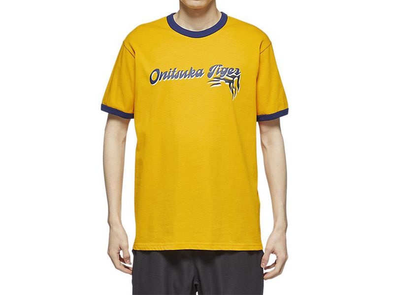 Men's Onitsuka Tiger Graphic T Shirts Yellow | 7042-OGPAF