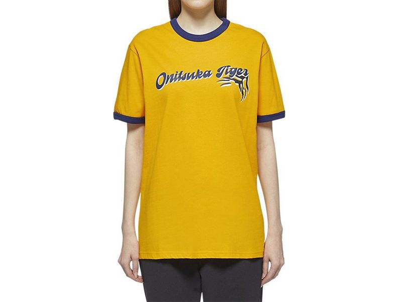 Men's Onitsuka Tiger Graphic T Shirts Yellow | 7042-OGPAF