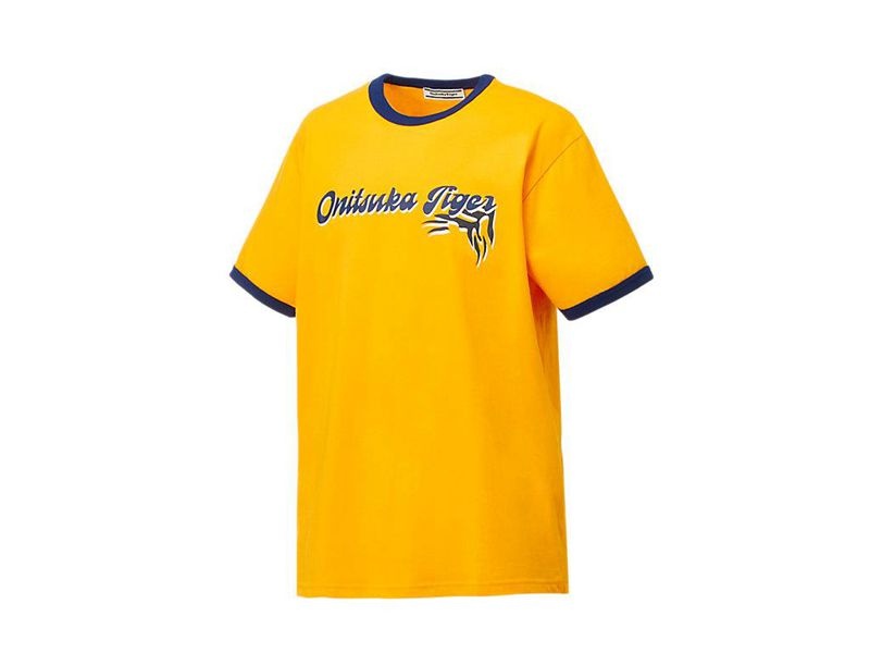 Men's Onitsuka Tiger Graphic T Shirts Yellow | 7042-OGPAF