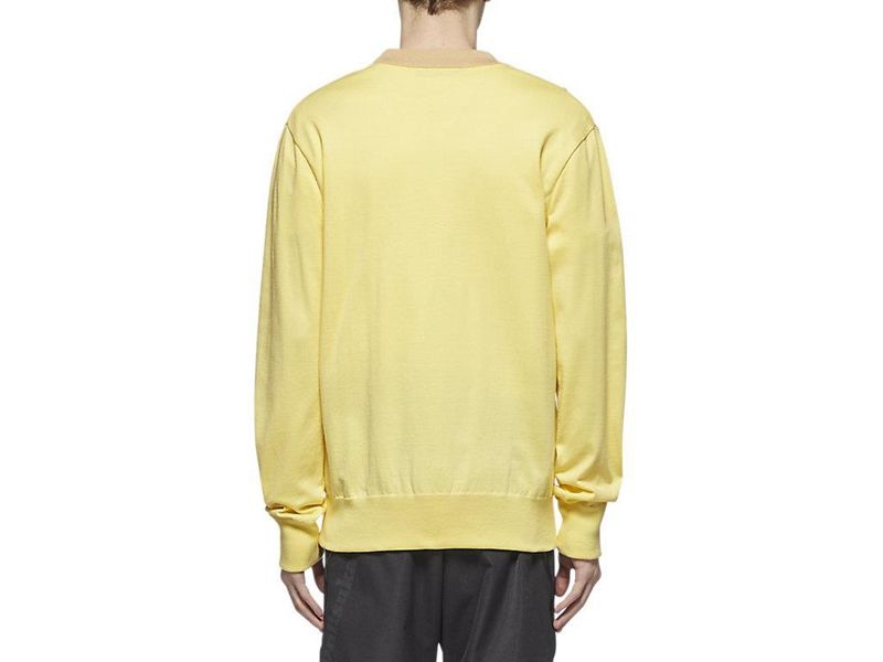 Men's Onitsuka Tiger Knit Cardigan Sweater Yellow | 2356-TNSQC