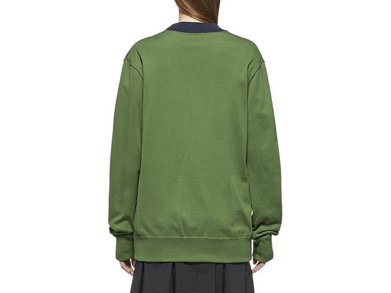 Men's Onitsuka Tiger Knit Cardigan Sweater Green | 5324-OHJZI