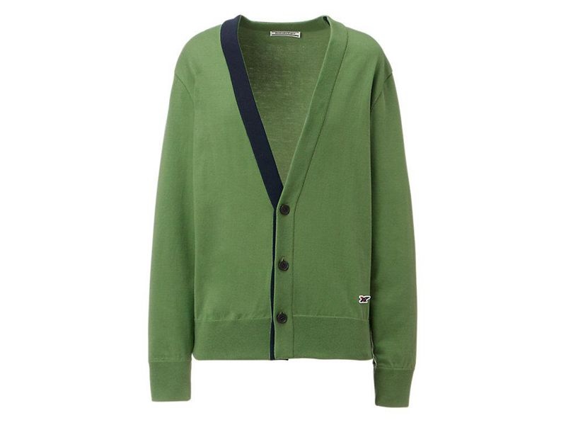 Men\'s Onitsuka Tiger Knit Cardigan Sweater Green | 5324-OHJZI