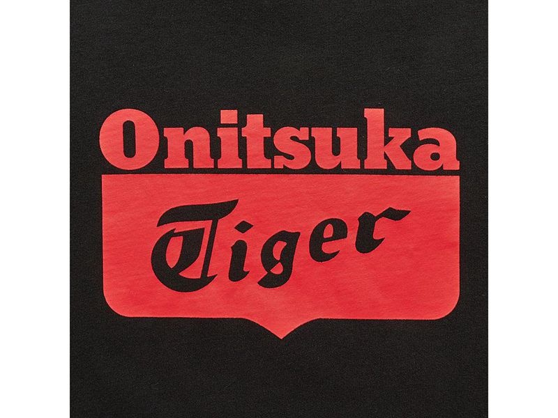 Men's Onitsuka Tiger Logo T Shirts Black | 8156-ZRJKX