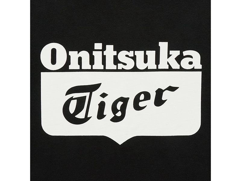 Men's Onitsuka Tiger Logo T Shirts Black | 2950-NJAHQ