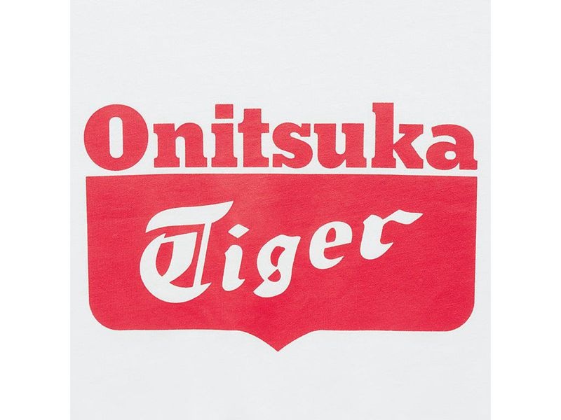 Men's Onitsuka Tiger Logo T Shirts White | 1596-YHUSA