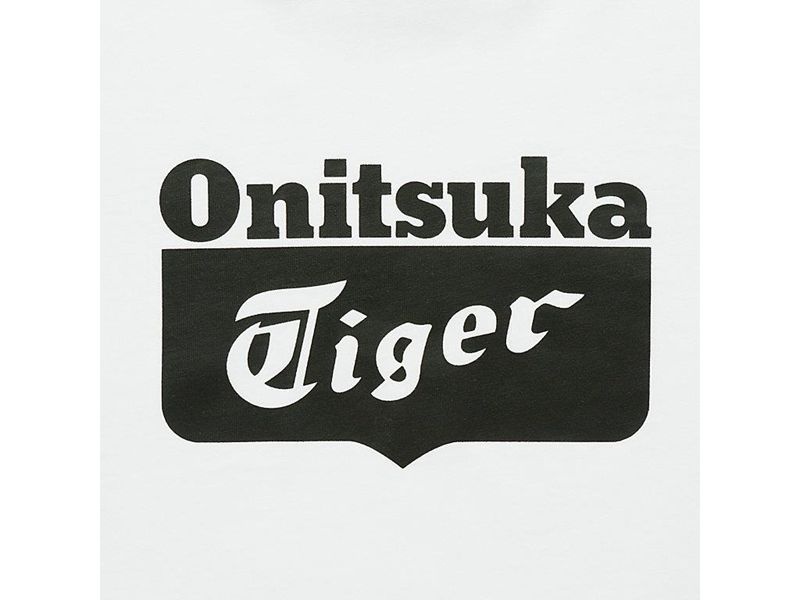 Men's Onitsuka Tiger Logo T Shirts White | 2863-GMBRV