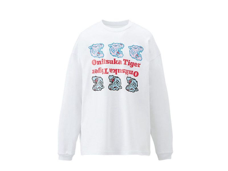 Men's Onitsuka Tiger Ls Graphic T Shirts White | 0634-WDSEY