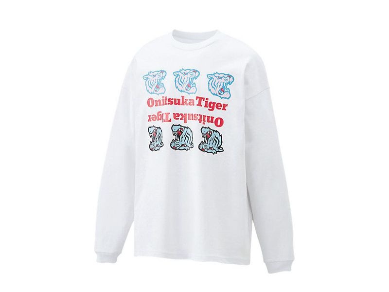 Men's Onitsuka Tiger Ls Graphic T Shirts White | 0634-WDSEY