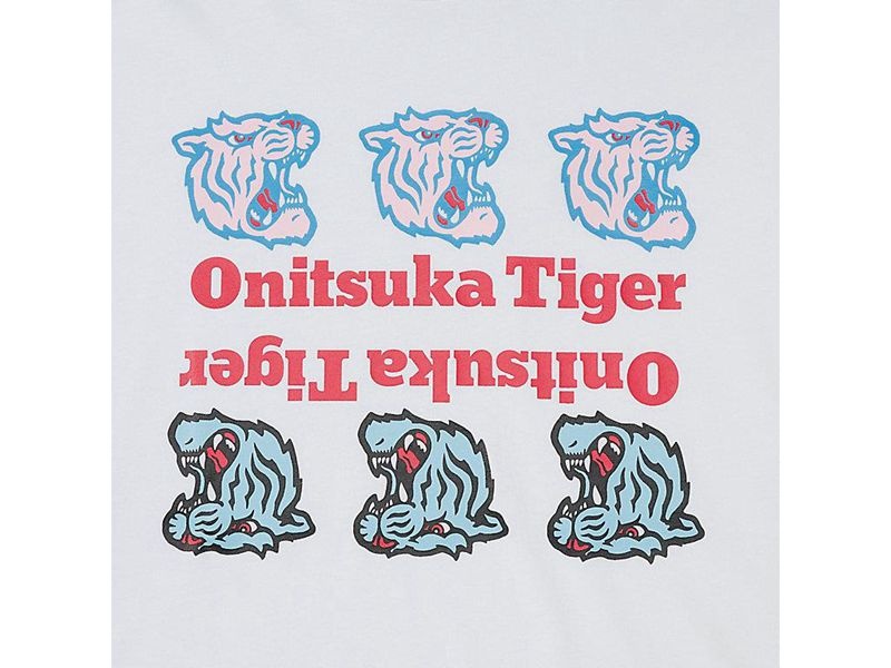 Men's Onitsuka Tiger Ls Graphic T Shirts White | 0634-WDSEY