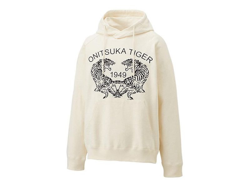 Men's Onitsuka Tiger Sweat Hoodie Beige | 2749-TLJSU