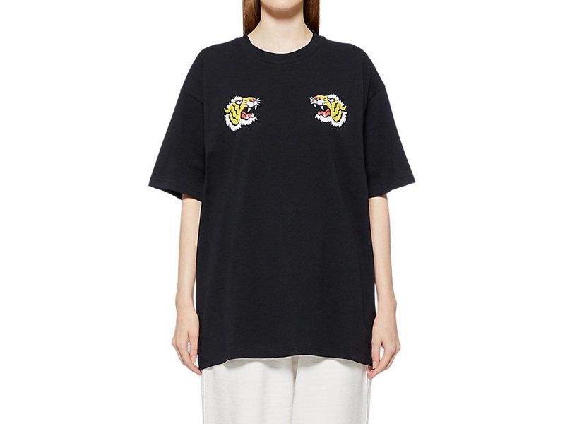 Women's Onitsuka Tiger Graphic T Shirts Black | 8596-HJWGE