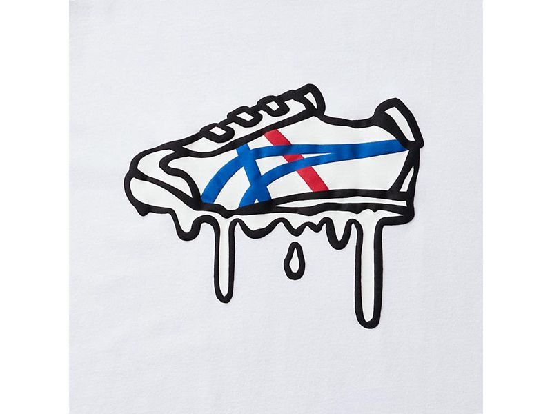 Women's Onitsuka Tiger Graphic T Shirts White | 5428-AGCZI