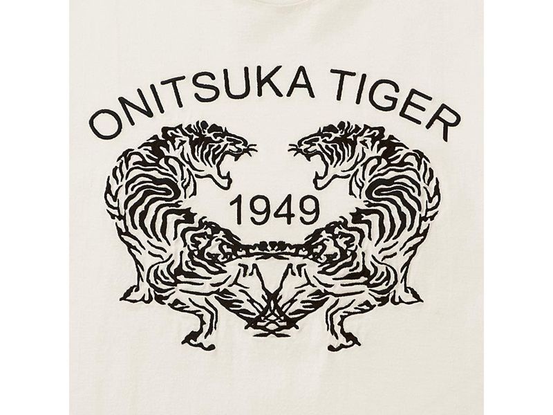 Women's Onitsuka Tiger Graphic T Shirts White | 0149-OIXCW