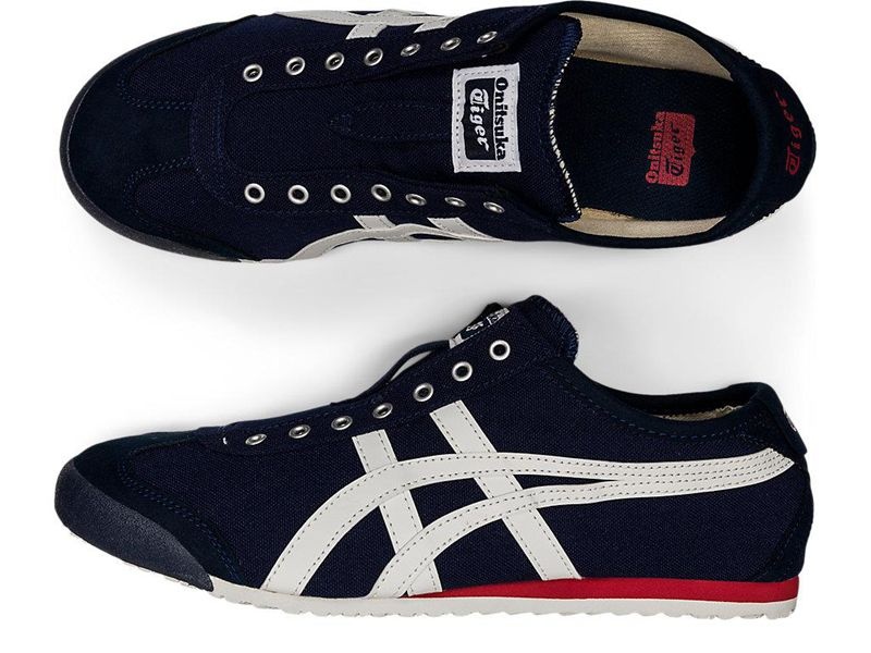 Women's Onitsuka Tiger Mexico 66 Slip-on Sneakers Navy | 8574-ESKUD