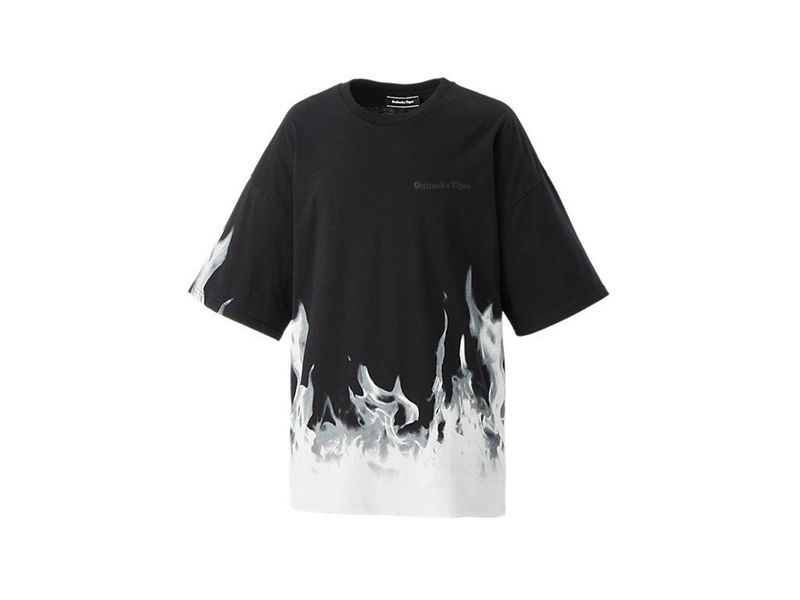 Women's Onitsuka Tiger Ss Graphic T Shirts Black | 1845-ZJHBW