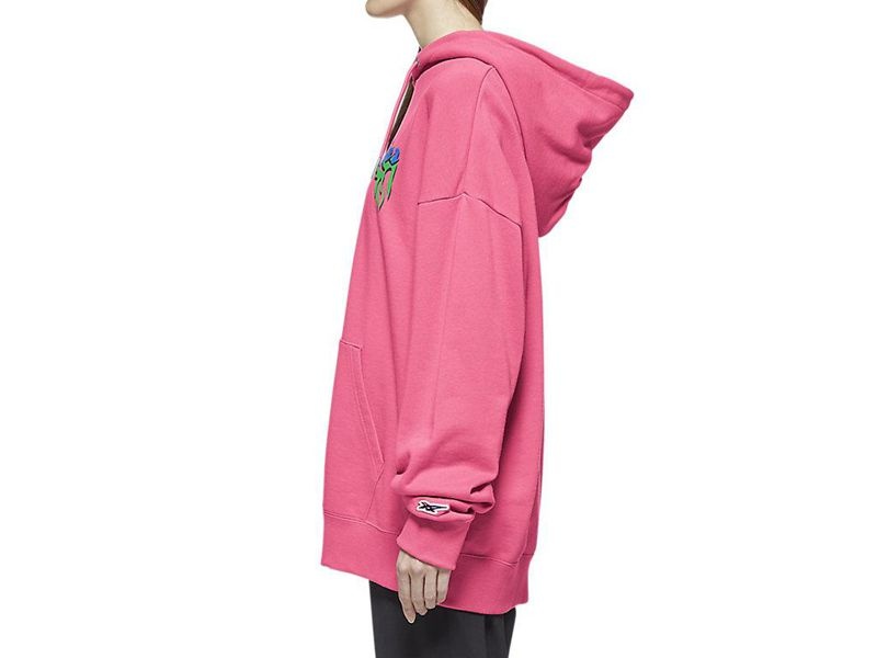 Women's Onitsuka Tiger Top Hoodie Pink | 7098-SAXTC