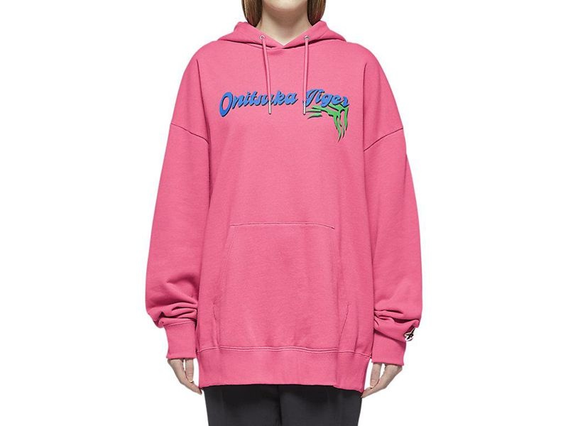 Women's Onitsuka Tiger Top Hoodie Pink | 7098-SAXTC