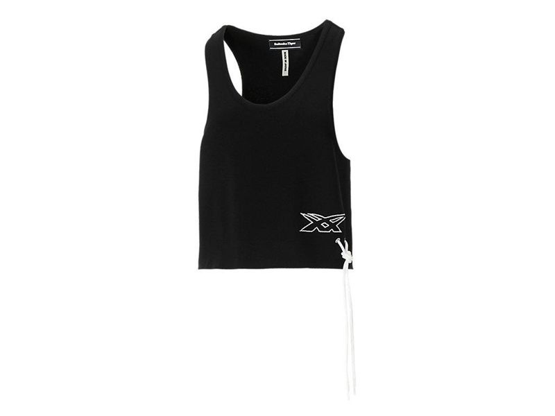 Women's Onitsuka Tiger Ws Knit Tank Top T Shirts Black | 4826-UXNAY